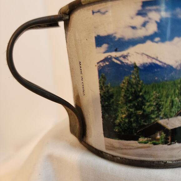Vtg Bonanza Ponderosa Ranch Souvenir Tin Mugs Set of 2 Nevada Western TV Show - Picture 8 of 9
